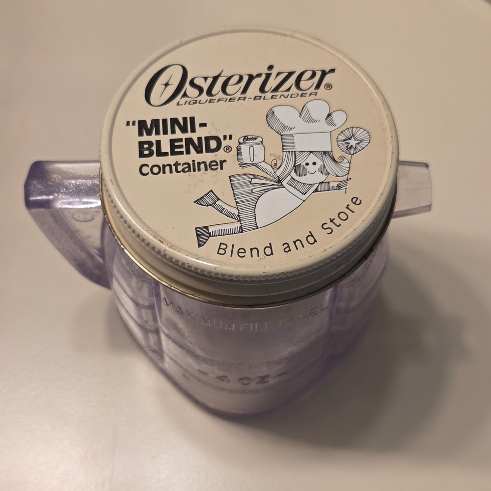 Vintage Osterizer Mini-Blend 4oz Container with Lid for Oster Blenders Clear
